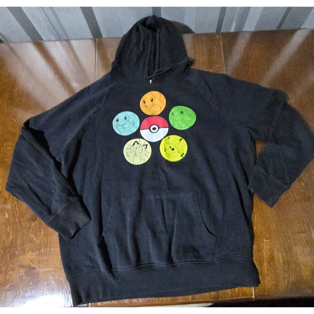 Nintendo Pokemon Character Hoodie Black Sz XL 60% Cotton 40% Poly Pullover Gamer
